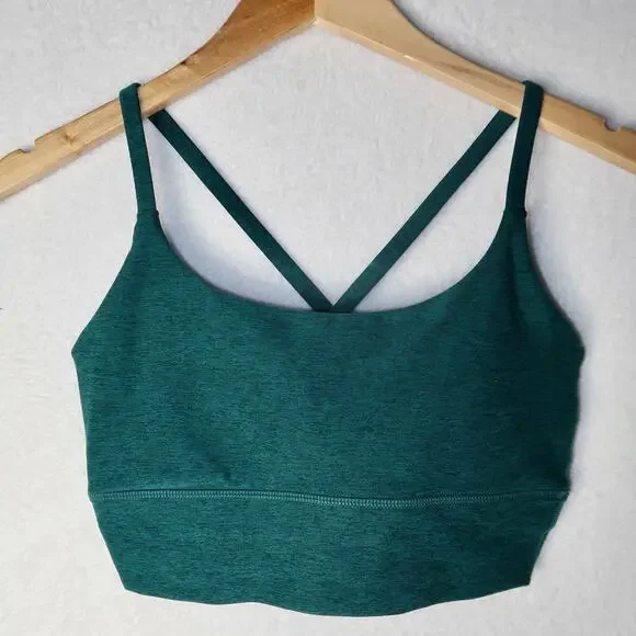 Vuori Long Line Elevation Bra Green Jade Heather Small - Picture 3 of 6